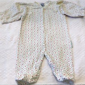 Little Me 100% Cotton Footsie pink roses-snaps-3M